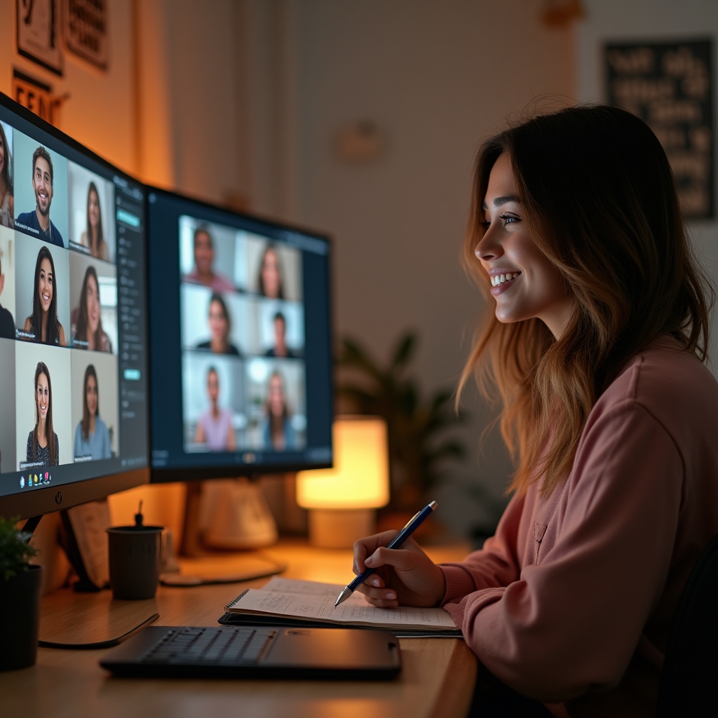 Participantes conectados en sesión de formación online sobre escritura comercial